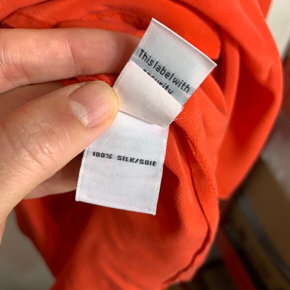 Diane von Furstenberg Orange Silk Long Sleeve Shirt Size 10 - Picture 4 of 12